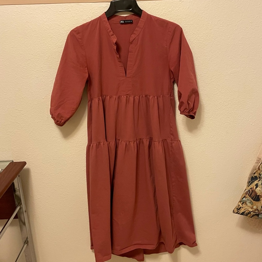 Zara Coral Pink Midi Dress